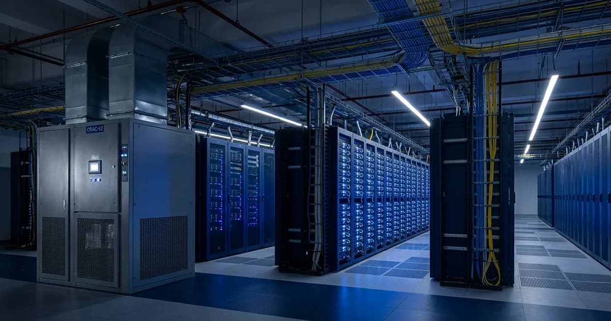 Enterprise data center server racks with power and cooling infrastructure in a private corporate facility