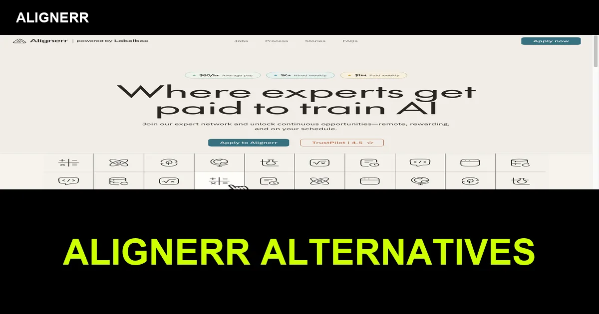 Alignerr homepage screenshot with Alignerr alternatives text overlay