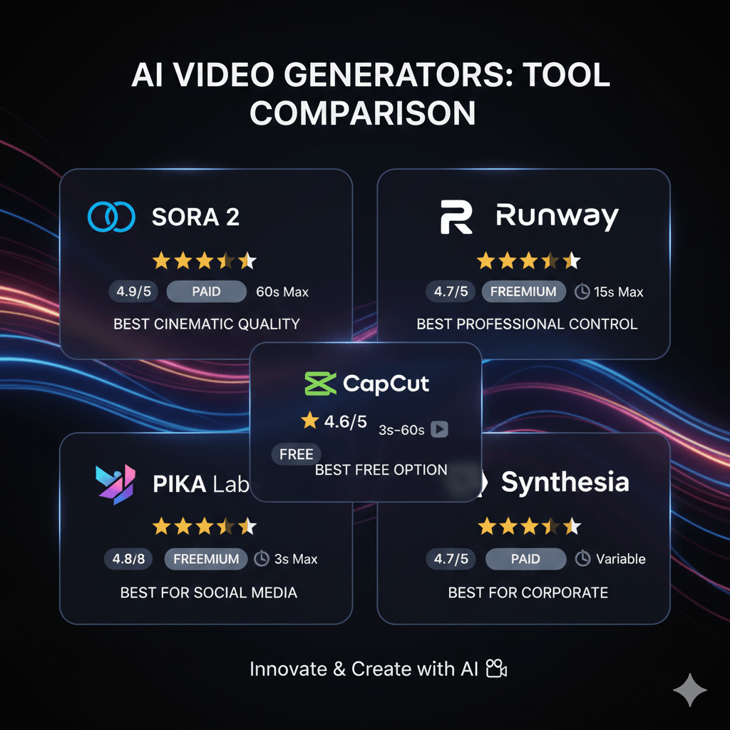 AI video generator Reddit comparison 2026 - Sora 2 vs Runway Gen-4 vs CapCut vs InVideo by use case