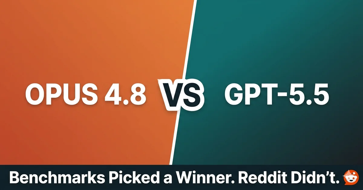 Opus 4.8 vs GPT-5.5 Reddit comparison, benchmarks picked a winner but Reddit did not