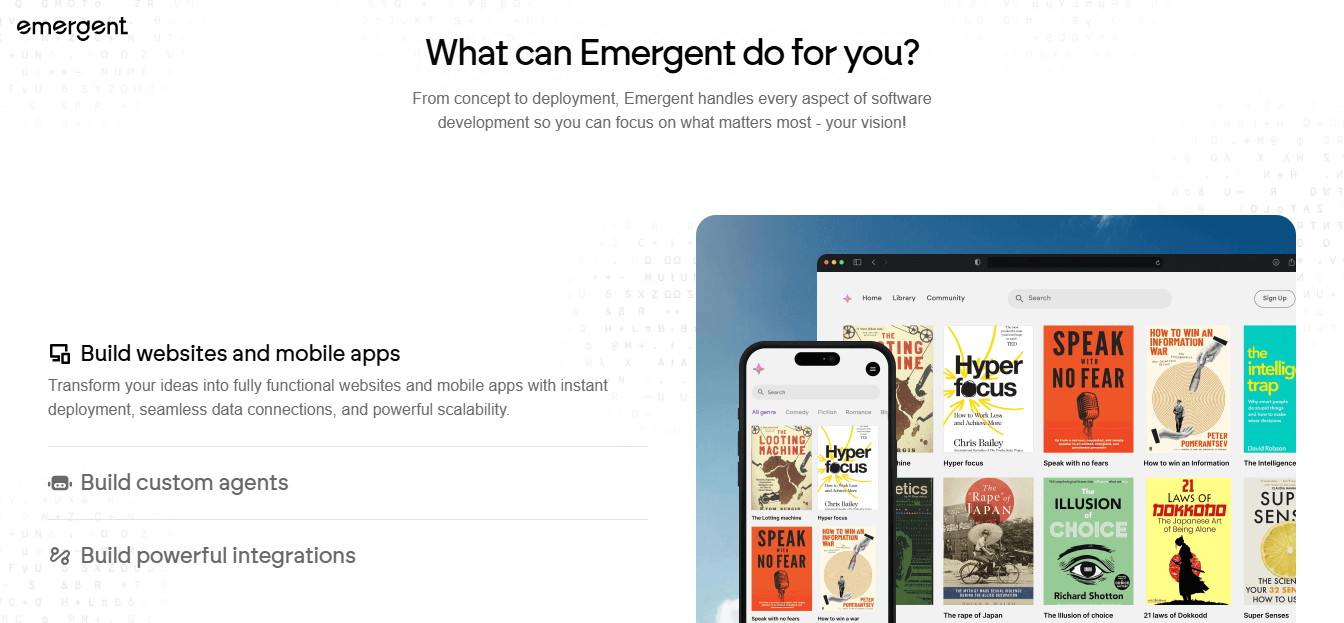 Emergent AI app builder - build websites and mobile apps from a prompt without a developer