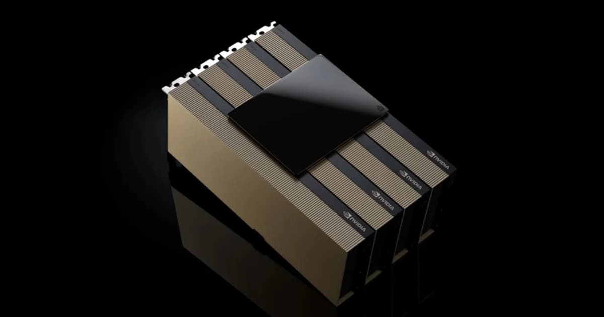 Four NVIDIA H200 Tensor Core GPU modules with gold heatsinks in a server stack
