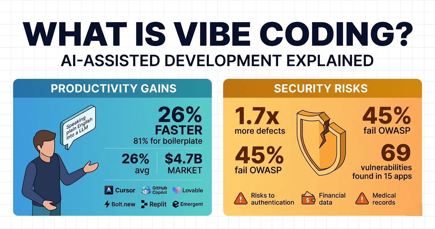 What is vibe coding 2026: Cursor, Bolt.new, Lovable, Replit, Emergent tool comparison with productivity and security data