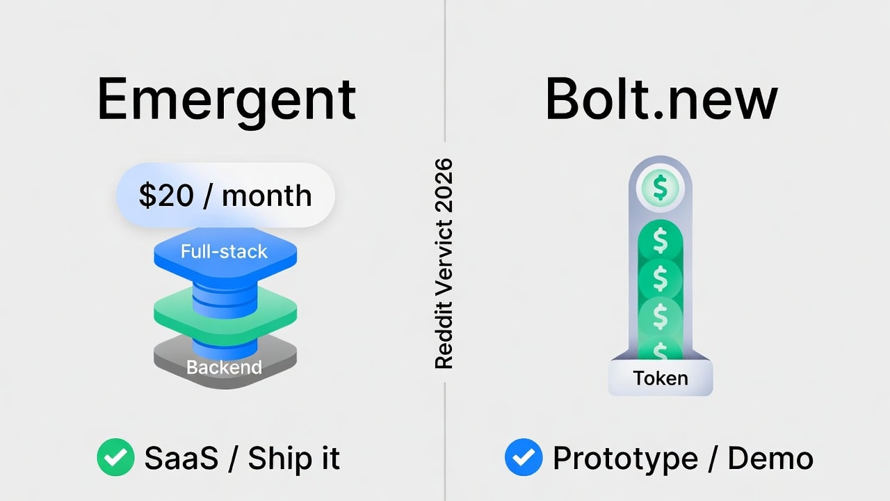 Emergent vs Bolt.new comparison - Reddit community verdict 2026