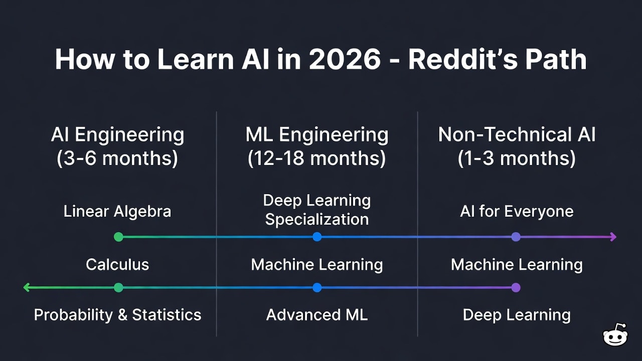 How to learn AI in 2026 - Reddit learning path recommendations