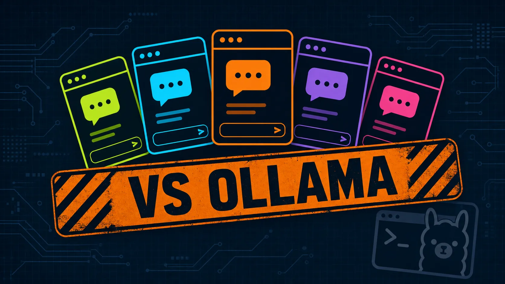 Five local LLM app icons for KoboldCpp, GPT4All, Jan, TextGen, and MSTY compared side by side