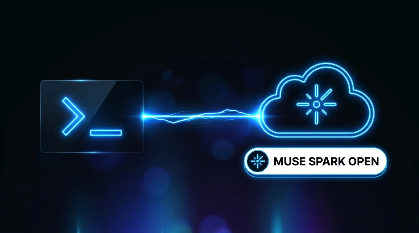 Terminal running ollama run muse-spark-open:cloud next to a Meta Superintelligence Labs badge